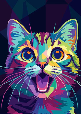Colorful Cat Portrait