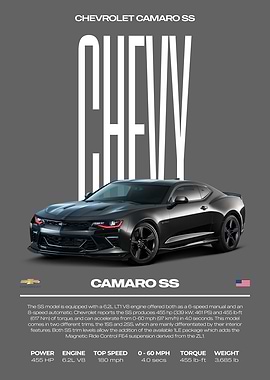 Chevrolet Camaro SS Car Poster