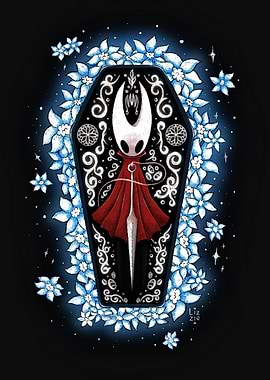 Hornet in Coffin with Blue Flowers