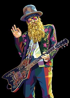 Billy Gibbons Pop Art Guitarist
