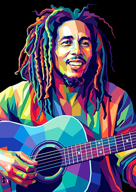 Bob Marley Playing Guitar