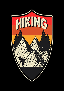 Retro Hiking Mountain Sunset Emblem