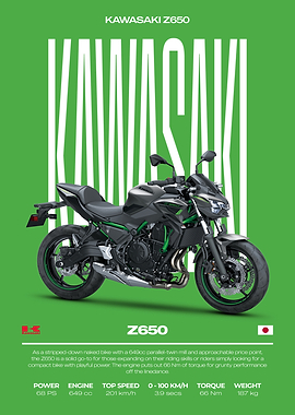 Kawasaki Z650 Motorcycle Poster
