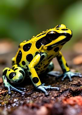 Yellow and Black Poison Dart Frog