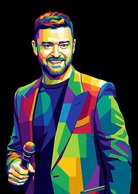 Colorful Pop Art Portrait of Justin Timberlake