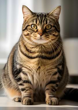 Tabby Cat Sitting Indoors