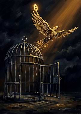 Golden Bird Escapes Cage with Bitcoin