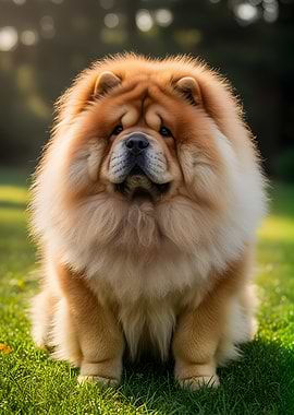 Fluffy Chow Chow Dog in Sunlight