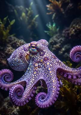 Close-up of a colorful octopus