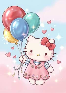 Hello Kitty with Balloons