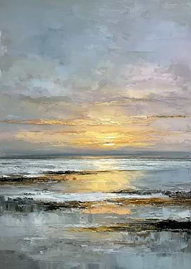 Abstract Seascape Sunset Painting