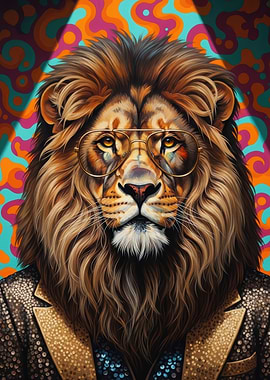 Lion in a Suit with Glasses