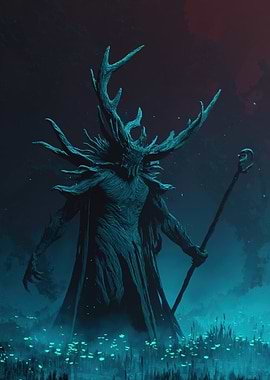 Mysterious Forest Spirit with Antlers