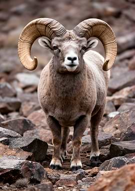 Bighorn Sheep with Large Horns
