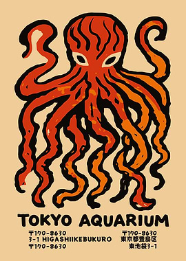 Tokyo Octopus Poster Print