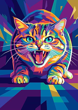 Aggressive Cat Pop Art