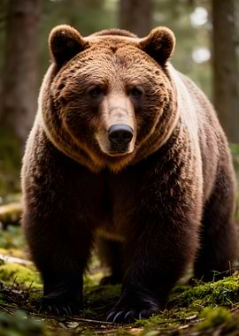 Majestic Brown Bear in Forest