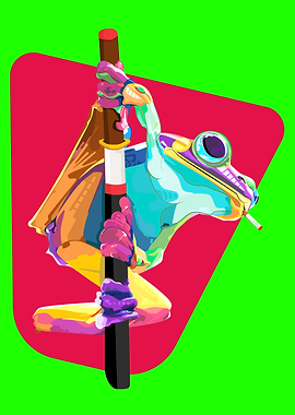 Frog Smoking on a Pole