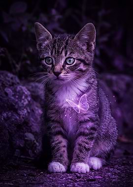 Magical Kitten with Butterfly