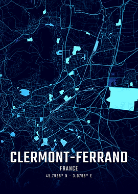 Clermont-Ferrand Midnight City Map