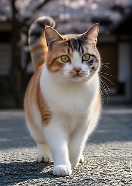 Calico Cat Walking Outdoors