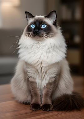 Ragdoll Cat with Blue Eyes