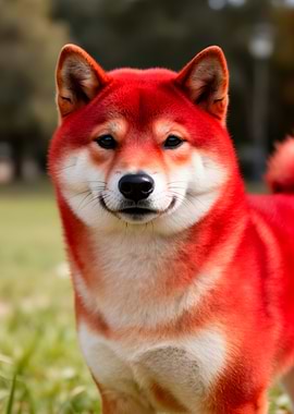 Red Shiba Inu Dog in Park