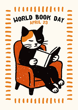 Bookish Cat Wall Art Print