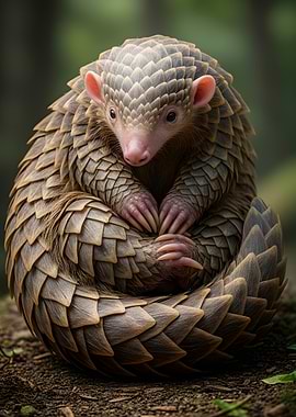 Pangolin curled up
