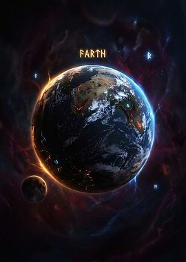 Earth and Moon in Cosmic Nebula