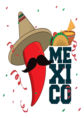 Mexican Fiesta Chili Pepper with Taco and Nachos