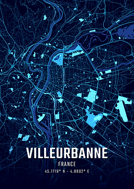 Villeurbanne Midnight City Map