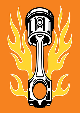 Piston with Flames