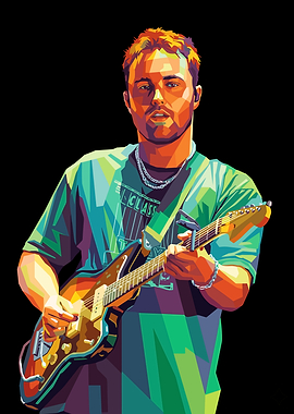 Sam Pender Playing Guitar in Pop Art Style