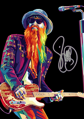 Pop Art Guitarist with Red Beard