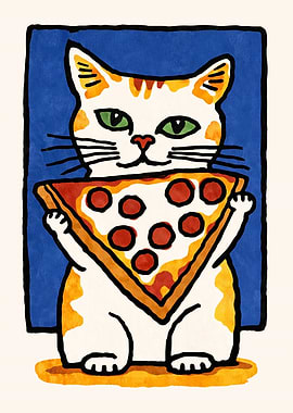 Pizza Cat Poster Wall Art
