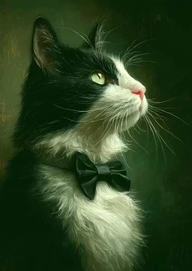 Tuxedo Cat with Bow Tie