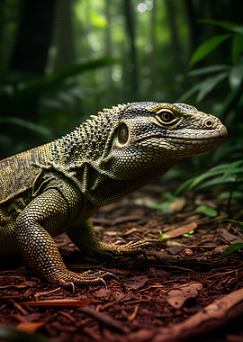Close-up of a lizard in a forest