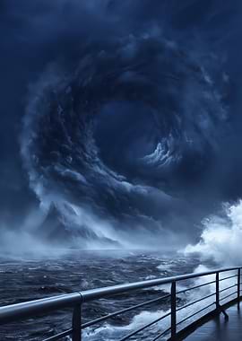 Dramatic Hurricane Over the Ocean