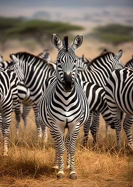 Zebras in African Savannah