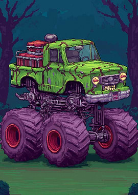 Pixel Art Zombie Monster Truck
