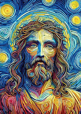 Jesus Christ Starry Night Style