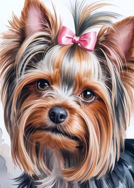 Yorkshire Terrier with Pink Bow