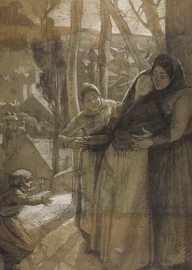 Family Embracing in a Village Setting