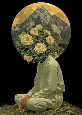 Meditating Figure with Floral Head
