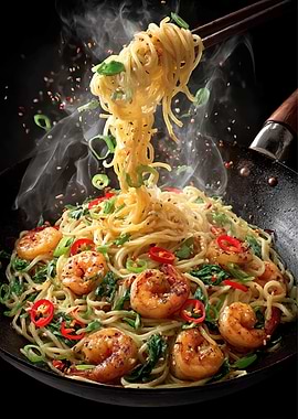 Shrimp Noodles in Wok
