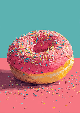 Pink Frosted Donut with Sprinkles