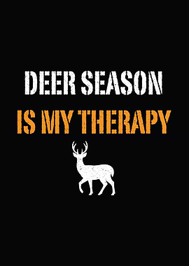 Man cave hunting wall art - 'Deer Hunting Is My Therapy' rustic deer season decor