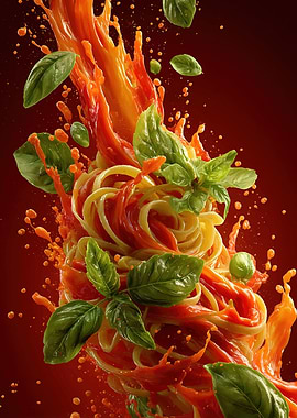 Spaghetti with Tomato Sauce Splash