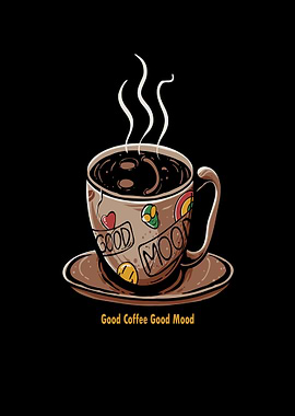 Coffee Cup with Good Mood Stickers